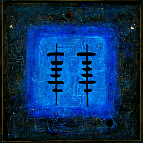 Ai manipulated art reminiscent of circuitry and tribal art