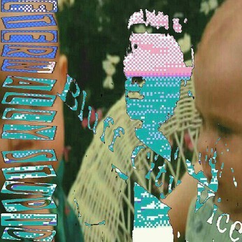 The cover of the album 'Eternally Stupid' by Bluff City Vice, it's a distorted/low quality collage with the title, logo and a couple babies.