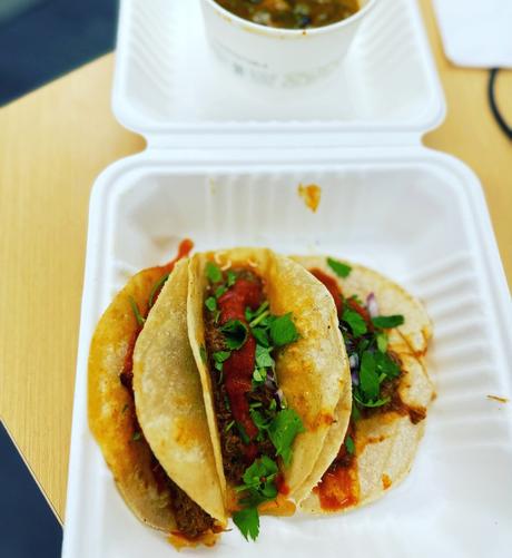 Beef Barbacoa Tacos in a to-go box