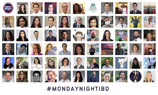 Collage of 66 profile photos of #MondayNightIBD participants