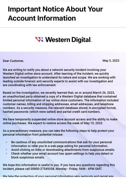 Image shows a screenshot of an emailed picture sent regarding a data breech and the implications this could have. The information is shown in an inaccessible format for screen reader users.
