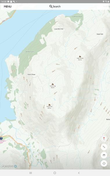 Map of the SE shore of Ullswater showing a misplaced summit.