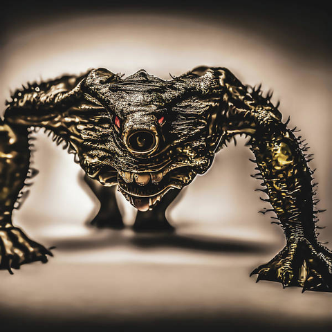 This is the monster under your bed. His species has 4 arms. 2 in the front and two he can use in place of feet. Their eyes, are on the sides of a small canon like nostril that they can use to shoot projectiles at larger prey. They use their spider like hair to sense danger in the darkness. They wait until the child is supposed to be asleep before they go on the hunt. They want the child to step on the shadow of their bed frame as they get off their bed, but legends say that if they touch the shadow when they climb out of bed they will never be seen again.

They hate the light, because the light hides the shadows. So that is why so many kids want to sleep with a nightlight.