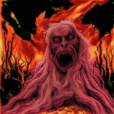 The reason why I, Kaos, actively discuss maintaining a balance between the darkness and the light, is because when I get angry monsters like this being get created.

I have Aphantasia which means I lack the ability to visualize so I create art based off of the emotions at the time, and well. This is what came up. My darker side is really pissed off, but the reasons why are political and personal at the same time.

This creature of unspeakable horrors is a Hair Demon. It uses its hair to move around, walk, and grab onto its prey. Each individual hair can be commanded by the host separately at will. In this image the world is burning around him.