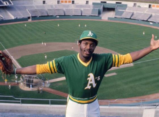 A photo of Vida Blue in his A’s uniform back in the day.