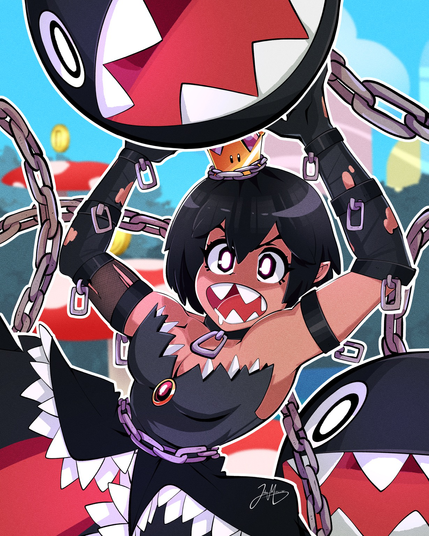 Princess Chompette a result of a chain chomp wearing a super crown