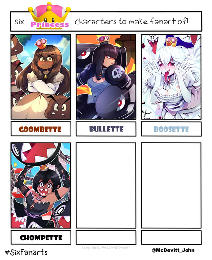 A six fanarts challenge template for super crown princesses