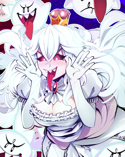Princess Boosette, a boo wearing the super crown transformed into a princess
