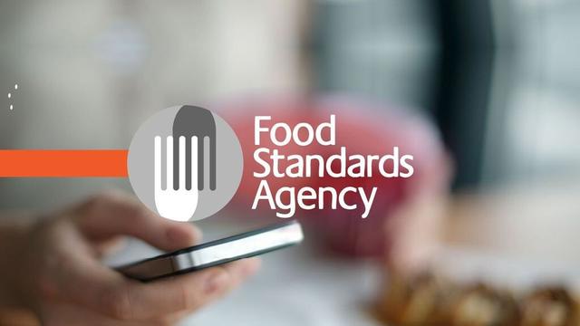 decorative image - a blurred photo of someone browsing the web on a smart phone with the FSA logo in the centre and a horizontal orange line to the left