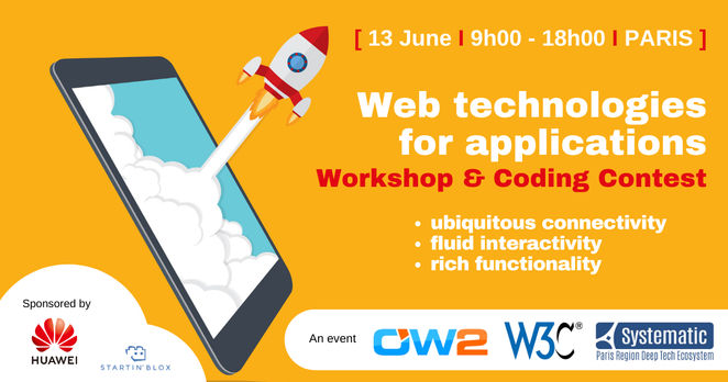 Web technologies for apps event: workshop and coding contest, Paris, 13 June 2023.