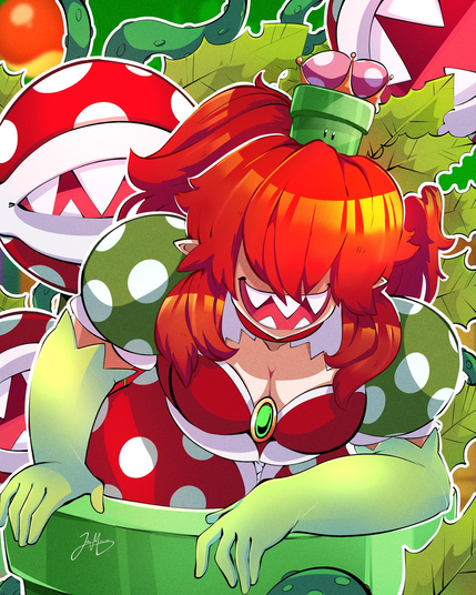 Princess piranhaette, a character made from a Mario enemy the piranha plant wearing a super crown power up