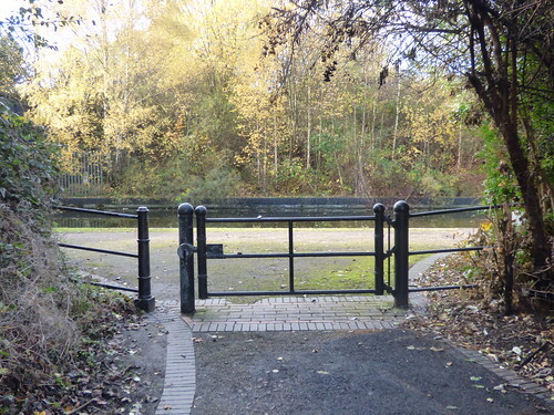 A photo titled "Walsall Canal - Wednesbury - gate", taken near Wednesbury Railway Basin Bridge by ell brown on Flickr.