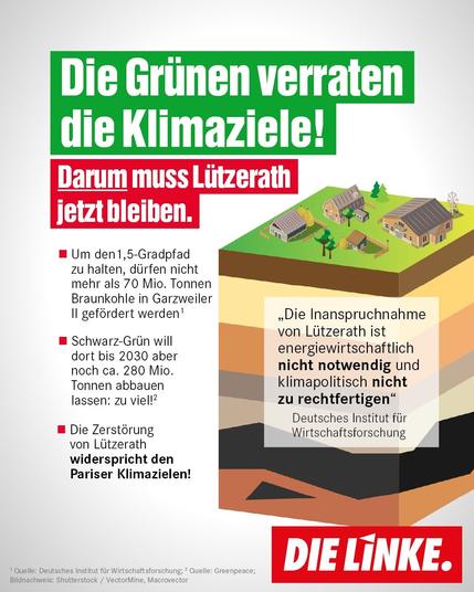 Plakat die Linke Die Grünen verraten die Klimaziele