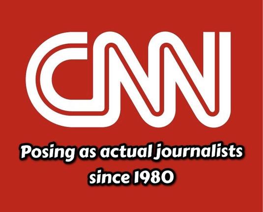Cnn logo with the words “posing as actual journalists since 1980”