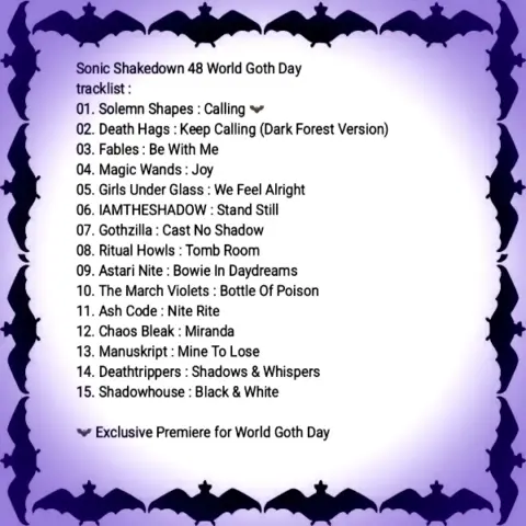 Sonic Shakedown 48 World Goth Day tracklist