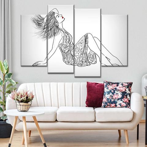   Drawing art depicting a girl reclining in a summer dress with flowing hair and closed eyes, this piece will bring summertime vibes into any home. 🌸
