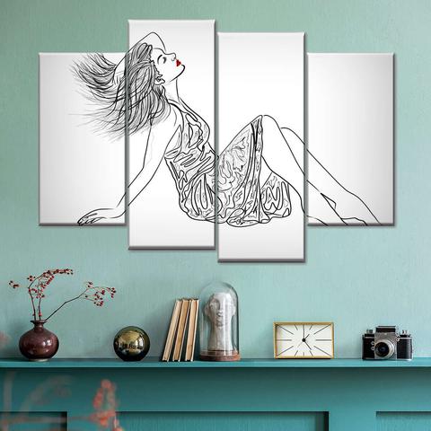   Drawing art depicting a girl reclining in a summer dress with flowing hair and closed eyes, this piece will bring summertime vibes into any home. 🌸