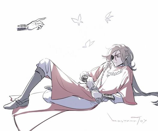 Art of Hua Cheng, reclining and looking bored.
