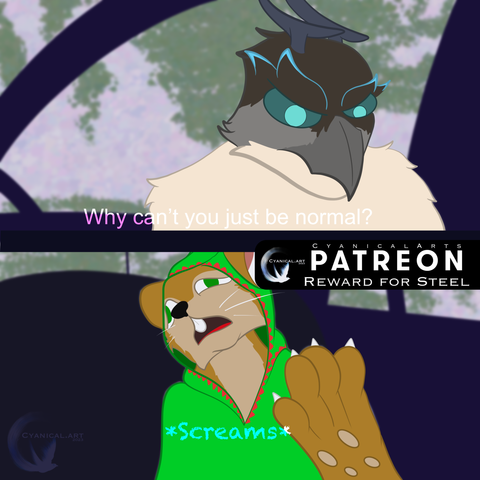 Car meme with mouse screaming in back seat.