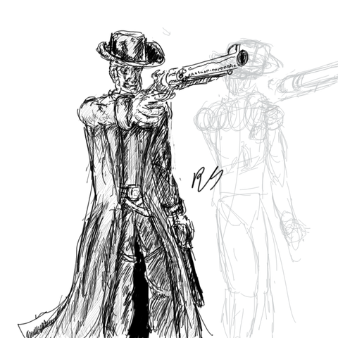 Jonah Hex, a bounty hunter with a hideously scarred face and a huge revolver.