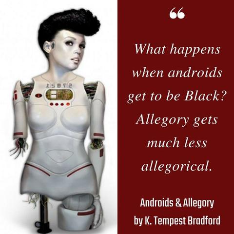 Image of Janelle Monae as a partially disassembled android. Text reads: What happens when androids get to be Black? Allegory gets much less allegorical.