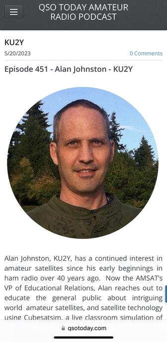Photo of Alan Johnston KU2Y for episode 451 of the QSO Today podcast