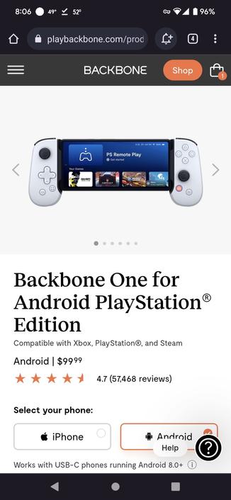 Screen shot of Backbone one Android Playstation edition
