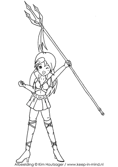 Chibi girl holding a trident