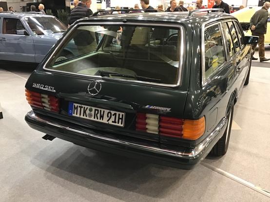 Mercedes W126 Zender 560 SELT estate conversion in green, rear quarter view
