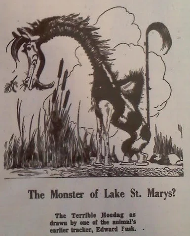 [Newspaper excerpt of the 'Hoedag' as drawn by "Edward Fusk." - Photo Thanks to the lake improvement association.]