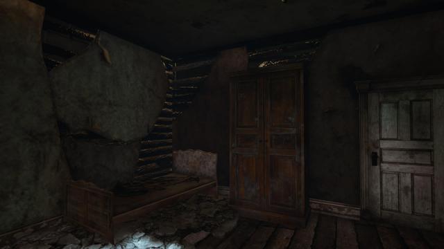 A derelict bedroom with moderate mold.