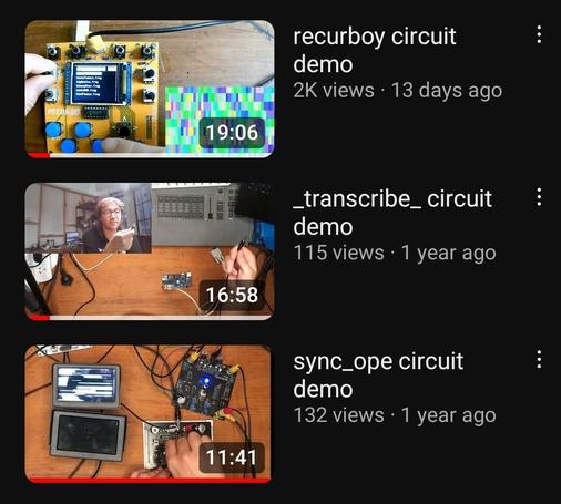 Screenshot from YouTube of three demo videos for video circuits I made - two of em have been out for over a year And barely have 100 views. The other ojt for 13 days and over 2000 views