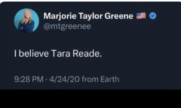 Tweet bt MTG about Tara Reade
