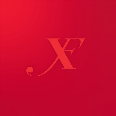Monogram designed with letters J, F and X in a red background.