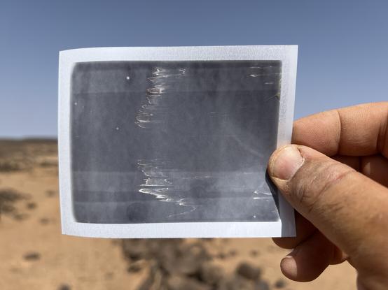 The resulting positive, just a grey smear, no apparent image.