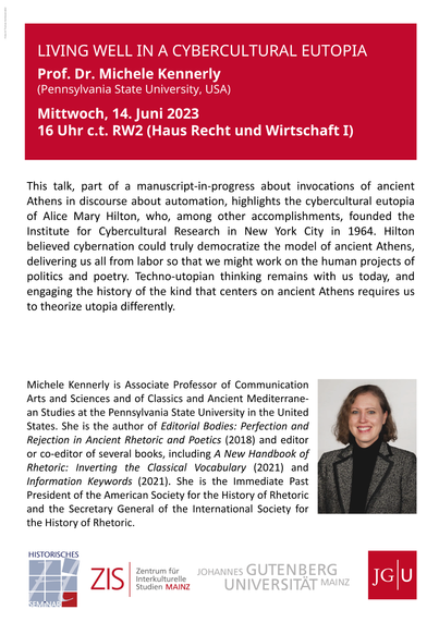 Info-sheet on Dr Kennerlys lecture, containing an abstract and biographical information.