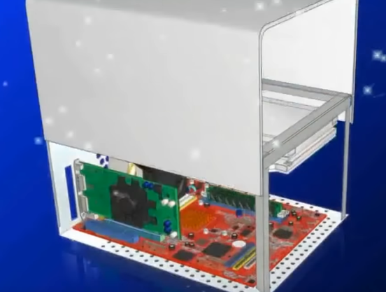 A screenshot from the 3D animtion on how a mini DTX cube case is to be installed properly...

The Slimline ODD is installed 180° rotated wrong and thus cannot be fed with a disc from the slot-in case opening...