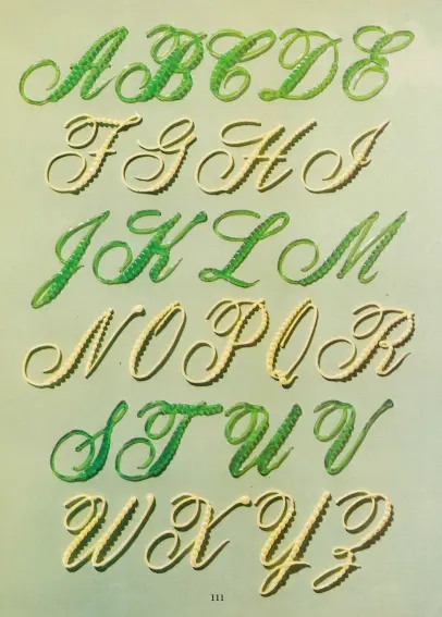 An ornate alphabet made from icing