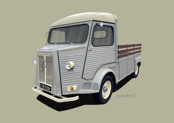 A grey 1970 Citroen H Van custom pickup
