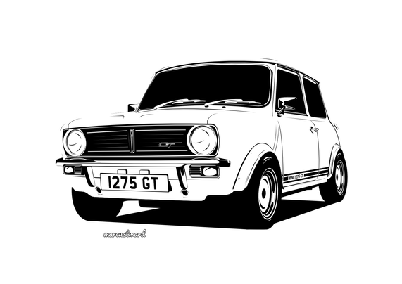 A drawing of a mini 1275GT