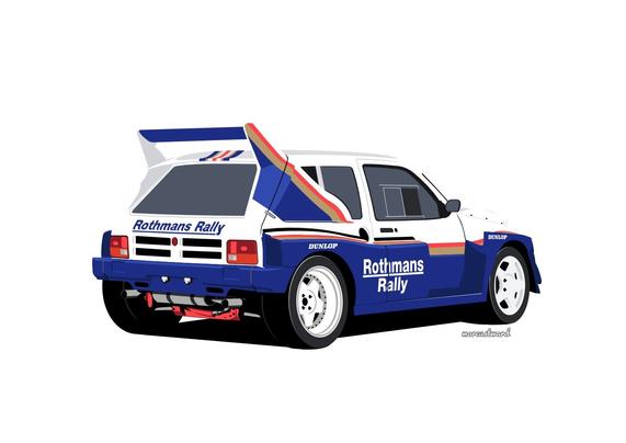 A simplified solid colour sketch of a MG Metro - Metro 6R4