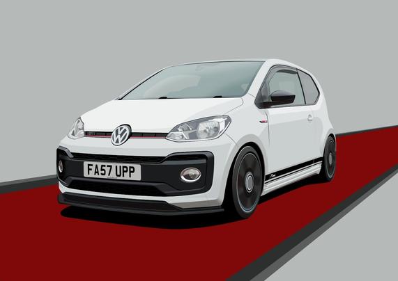 Drawing of a VW Up! GTi