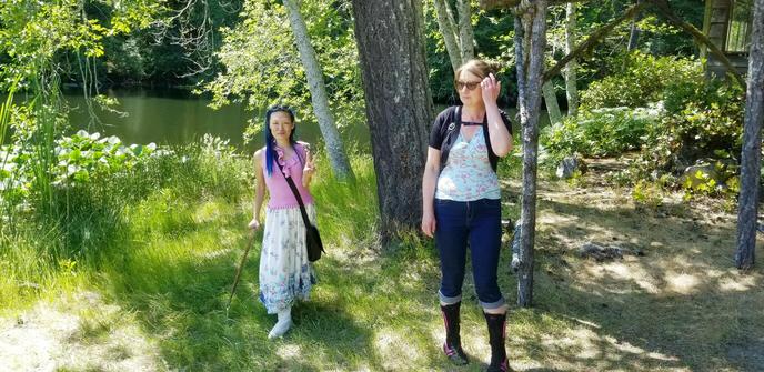 Me & my friend, Lyrica, by the lake.