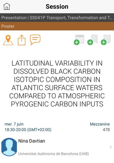 Title of Nina Davtian's poster presentation
Screenshot taken from the ASLO 2023 ASM application