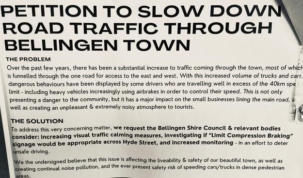Petition: Slow down road traffic through Bellingen