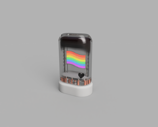 3D rendering of a small Vacuum Fluorescent Display with a rainbow flag anode.