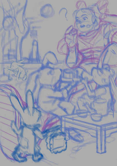 Lineart of the piece I did for the Buncha Buns! zine.