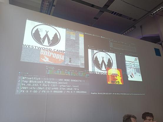 wall with projection of two pixel floods with on e showing 47gbit/s