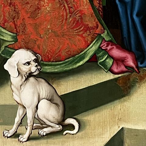 Kaiphas ist böse, dass zeigen Hund und lässige Fußhaltung - Detailansicht Schuhe