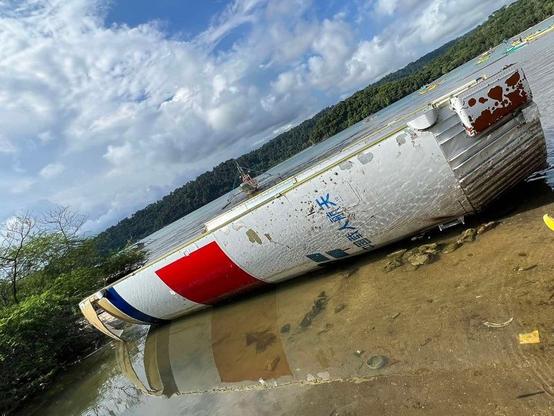 Philippine Coast Guard recovers a rocket debris in Bataan waters on June 5, 2023